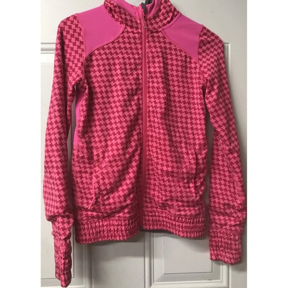 EUC Ivivva By Lululemon Girl's Twice The Fun Pink Thumbhole Zip-Up Hoodie 10